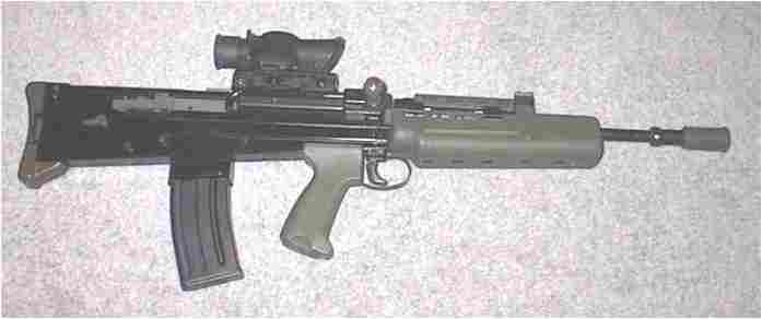 An L98A1 with a SUSAT fitted. Note the large cocking handle